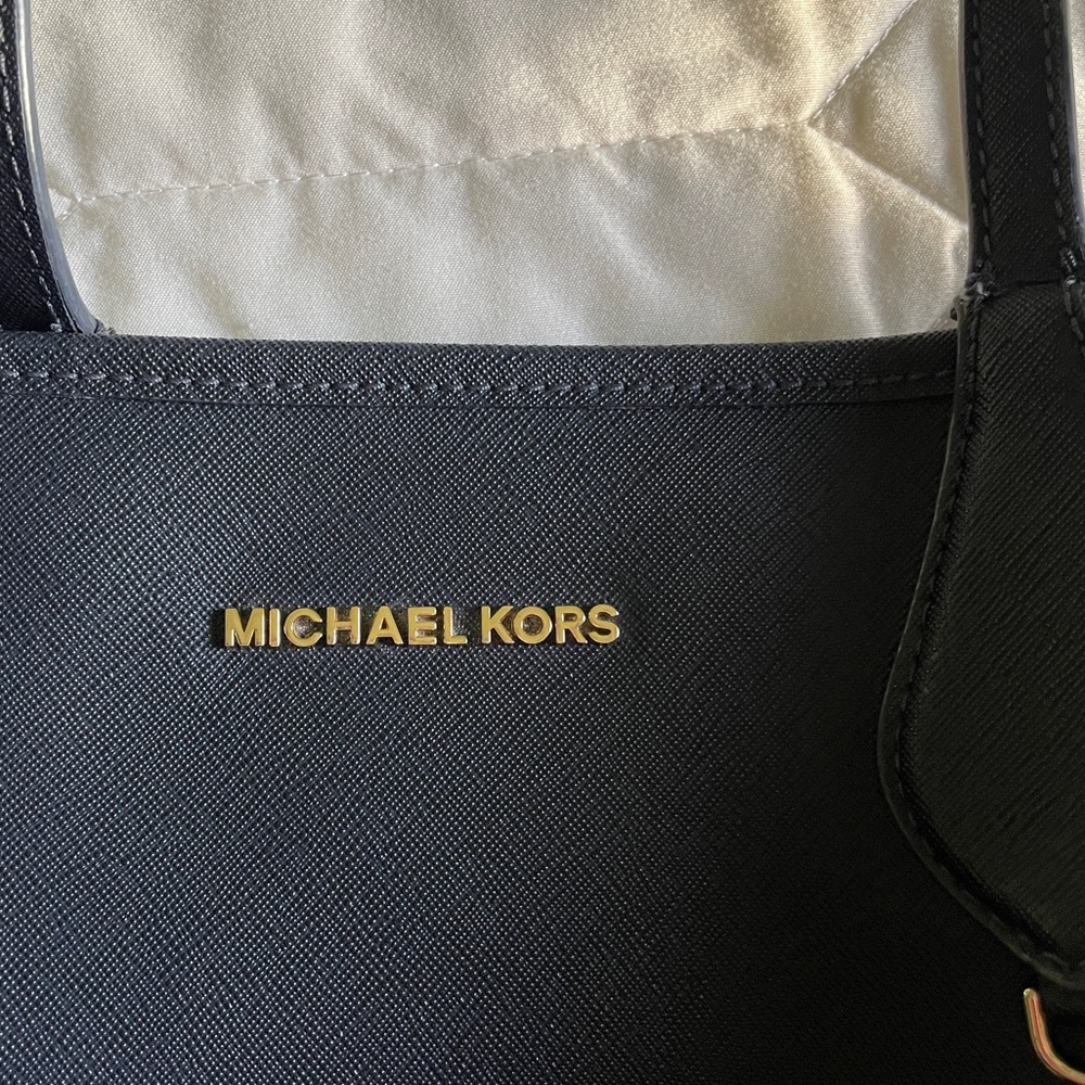 Michael Kors Leather Tote Bag Dark Blue - Picture 7 of 7